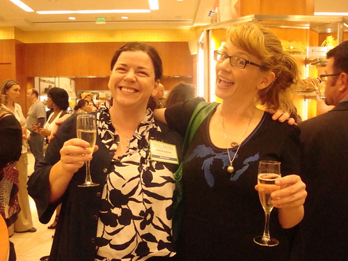 annie and me at the weird handbag-section party